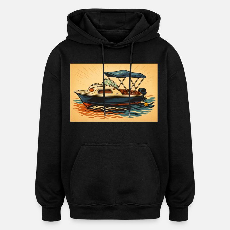 Motorboot Urlaubsfeeling - Oversized Unisex Hoodie - Schwarz
