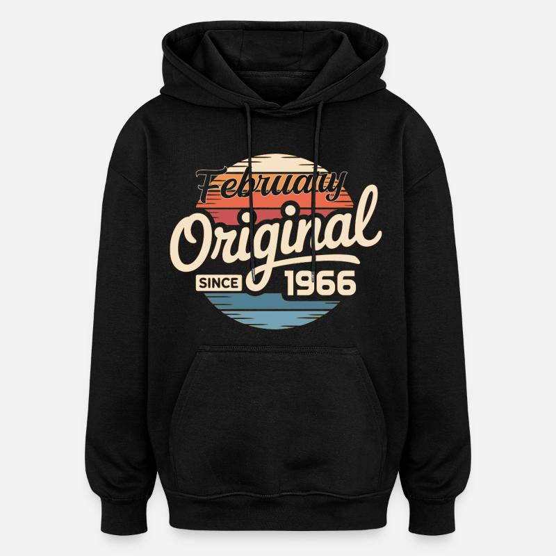 Février 1966 Cadeau d’anniversaire Février 1966 - Sweat à capuche oversize unisexe - noir