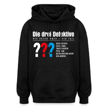 Die Drei ??? Detektive Visitenkarte - Oversized Unisex Hoodie - Schwarz - Vorne - Noah (186cm)