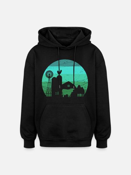 Bauernhof - Farm - Oversized Unisex Hoodie - Schwarz