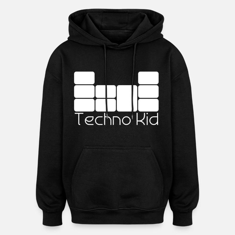 Techno Kid - Sweat à capuche oversize unisexe - noir