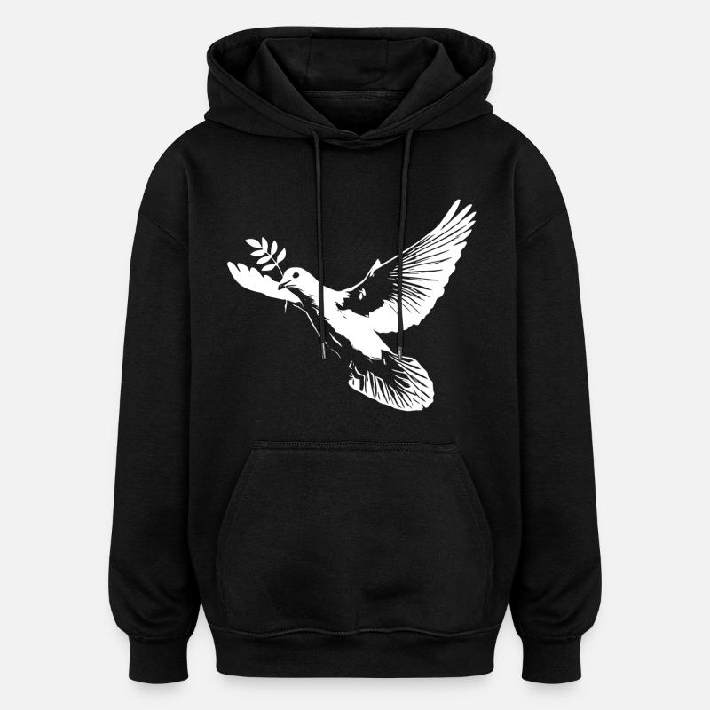 Colombe blanche de la paix - Sweat à capuche oversize unisexe - noir