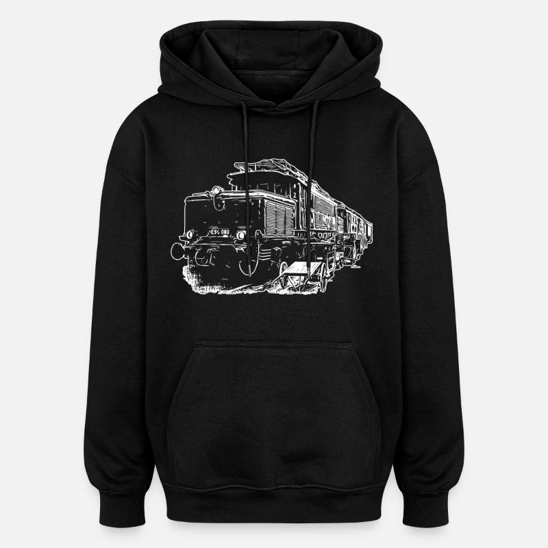 E94 Train Le Crocodile - Sweat à capuche oversize unisexe - noir