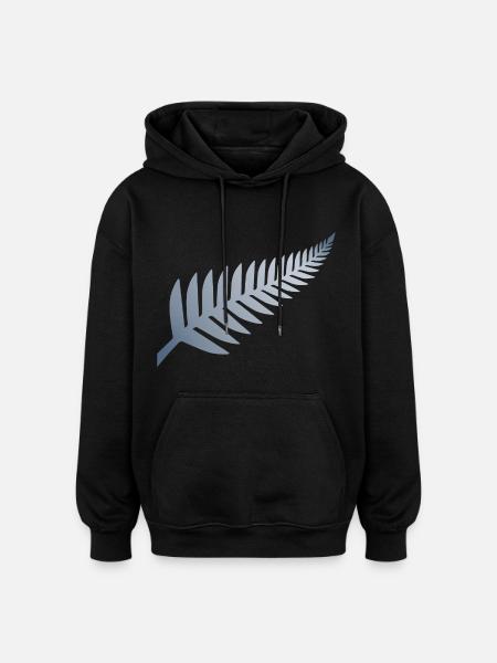 Neuseeländischer Silberfarn - Oversized Unisex Hoodie - Schwarz