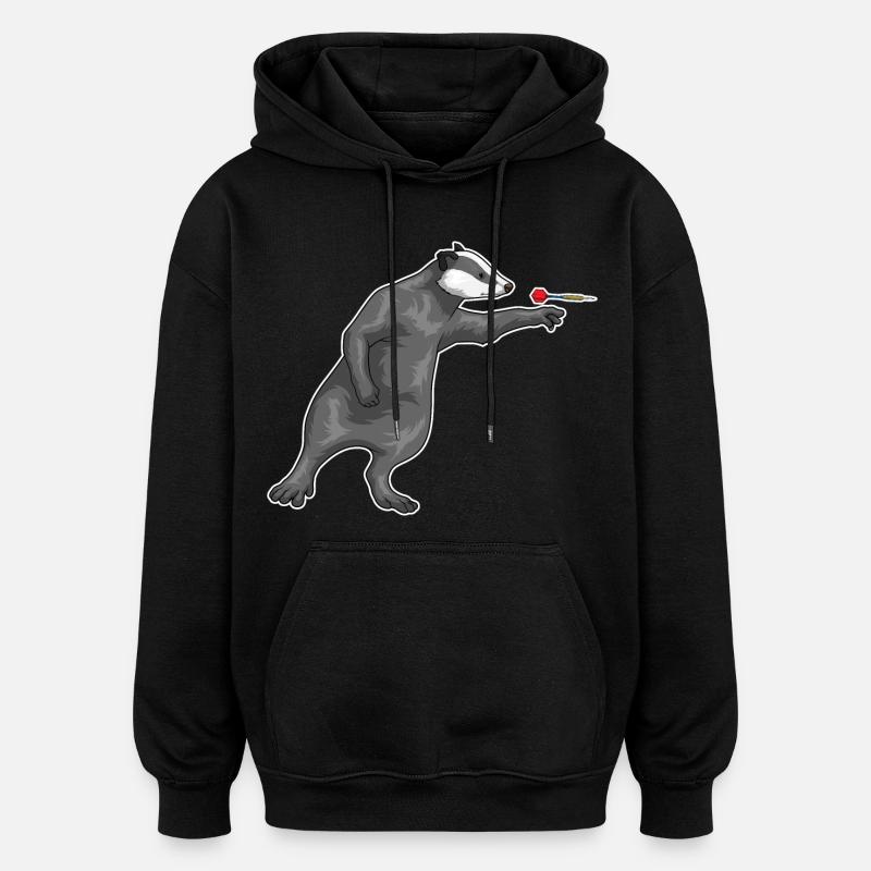 Fléchette blaireau - Sweat à capuche oversize unisexe - noir