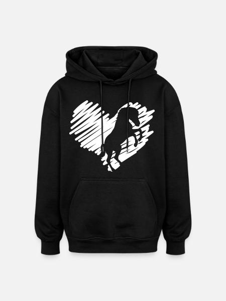 I love horses - Oversized Unisex Hoodie - black