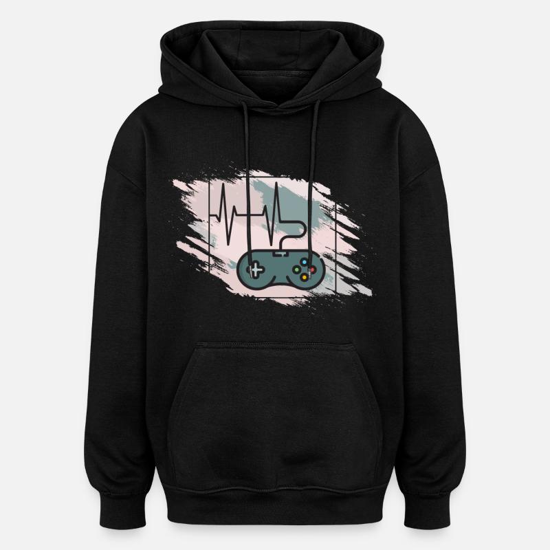 Manette de jeu Heartbeat Retro - Sweat à capuche oversize unisexe - noir