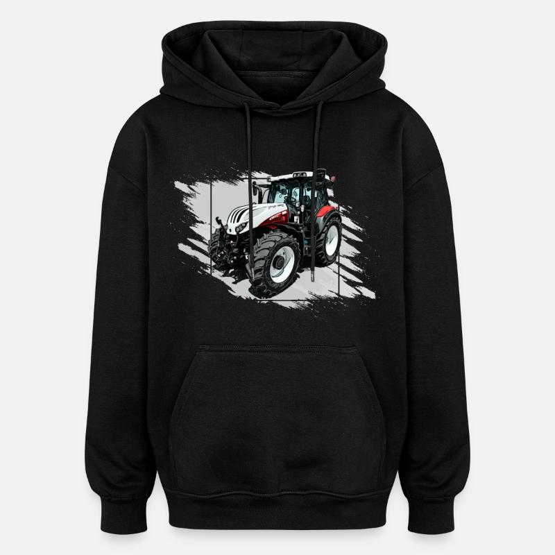 Tracteur Steyr Blanc - Sweat à capuche oversize unisexe - noir