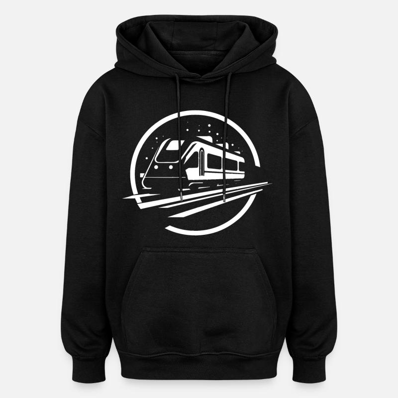 Graphismes de train - Sweat à capuche oversize unisexe - noir