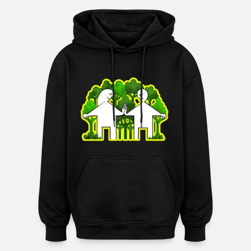 Couple et vie verte - Sweat à capuche oversize unisexe - noir