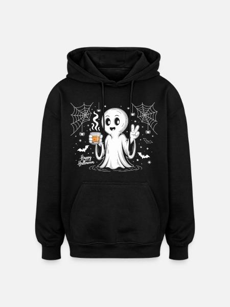 Schauriger Geist mit Halloween-Logo - Oversized Unisex Hoodie - Schwarz