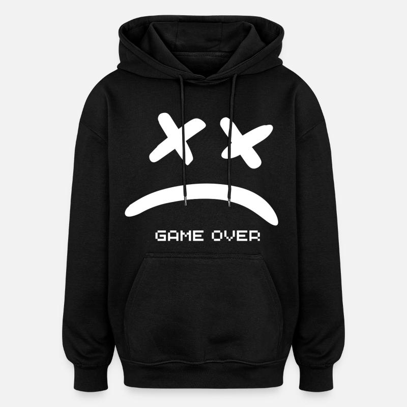 Game Over sans sourire blanc - Sweat à capuche oversize unisexe - noir