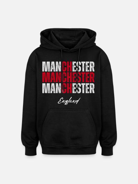 Manchester England, British Pride - Oversized Unisex Hoodie - black