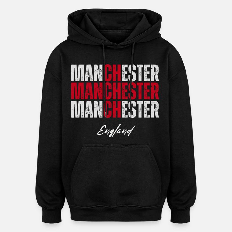 Manchester Angleterre, British Pride - Sweat à capuche oversize unisexe - noir