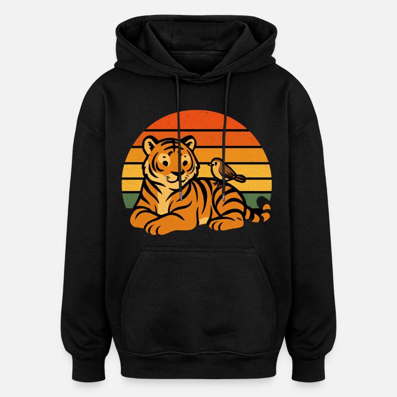 Amitié Oiseau Tigre Animal - Sweat à capuche oversize unisexe - noir