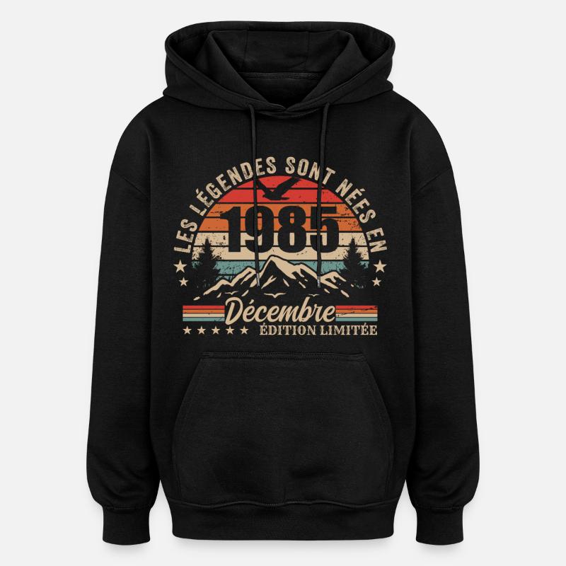 Rétro Décembre 1985 - Cadeau 40 Ans - Sweat à capuche oversize unisexe - noir
