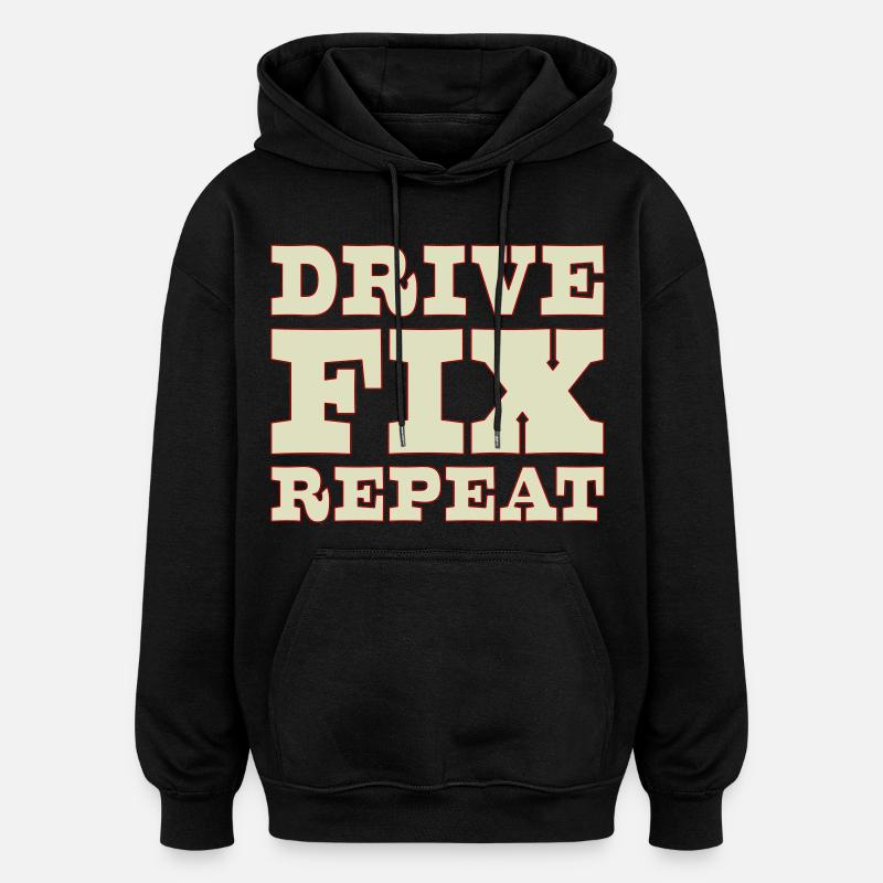 45b_solid_Drive_Fix_Repeat - Sweat à capuche oversize unisexe - noir