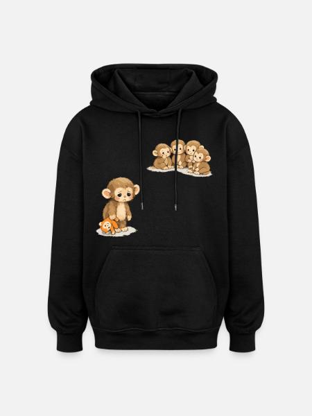 Baby Monkey Punch - Viral Sad Monkey - Oversized Unisex Hoodie - black