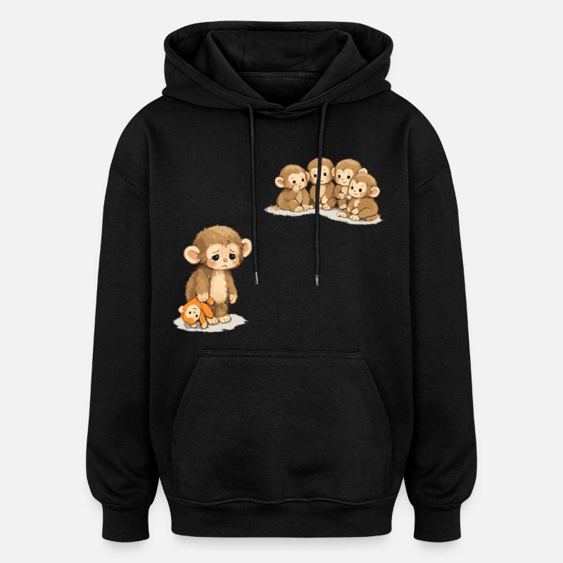 Baby Monkey Punch - Viral Sad Monkey - Oversized Unisex Hoodie - black