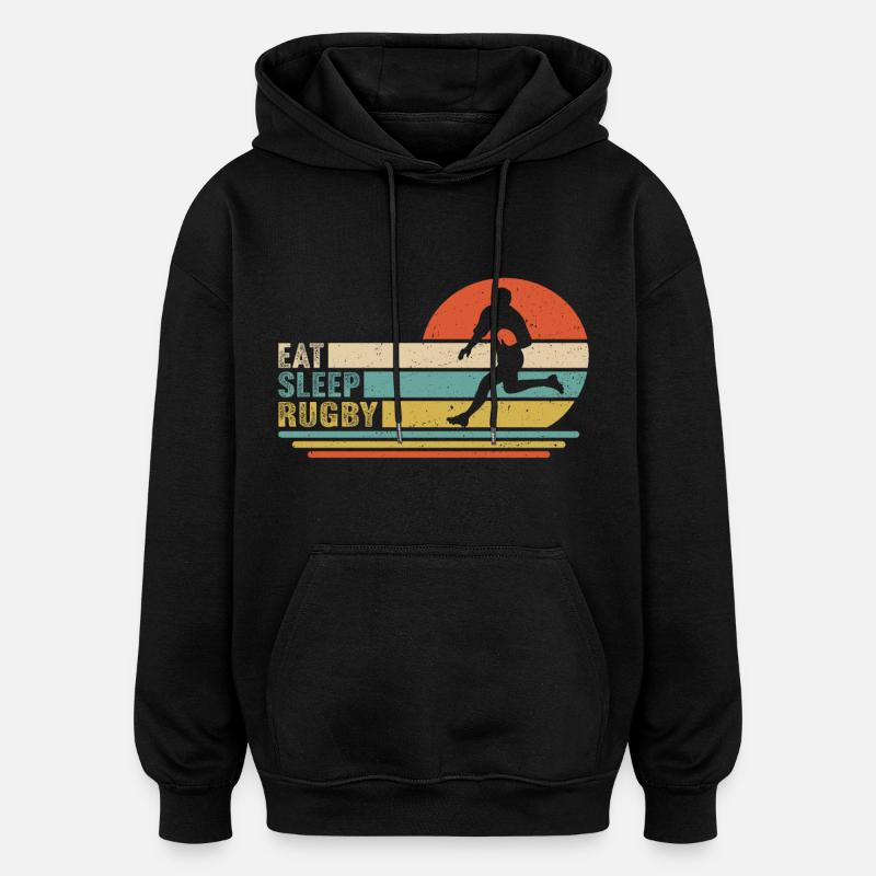 Manger Dormir Rugby - Sweat à capuche oversize unisexe - noir