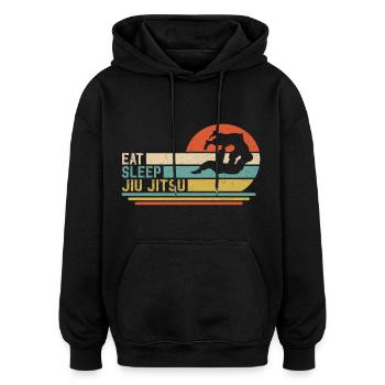 eat sleep jiu jitsu - Oversized Unisex Hoodie - Schwarz - Vorne - Noah (186cm)