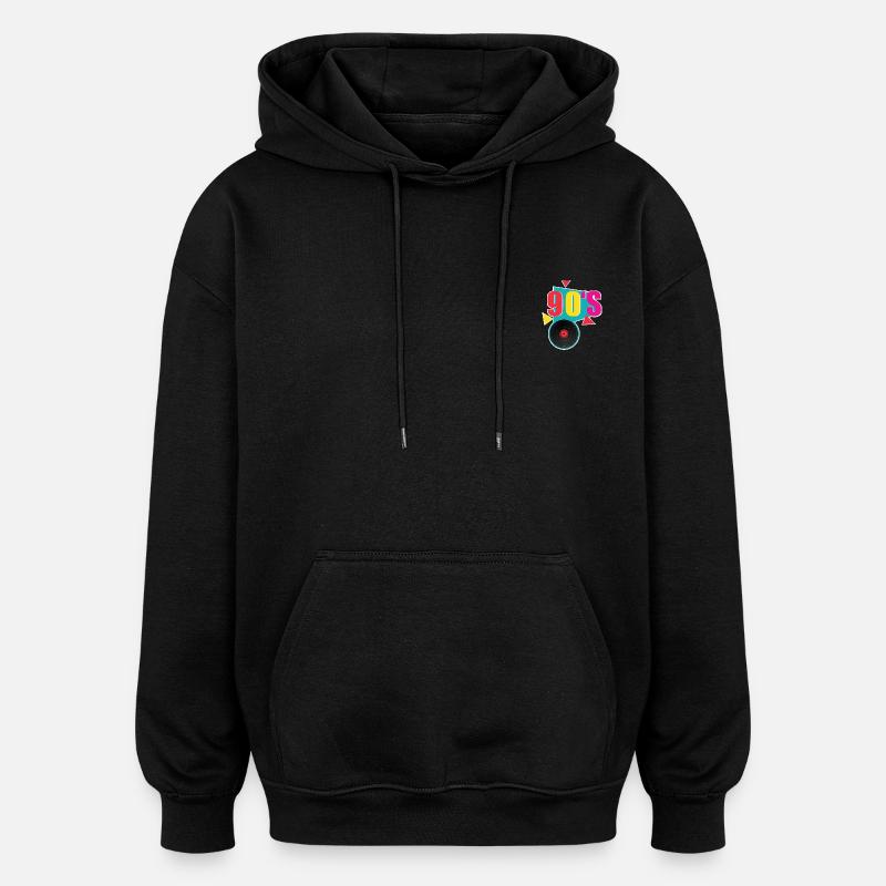 Rétro des années 90 - Sweat à capuche oversize unisexe - noir