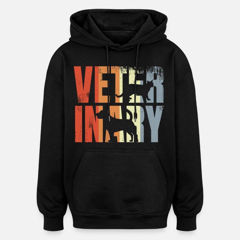 Retro Veterinary - Oversized Unisex Hoodie - black