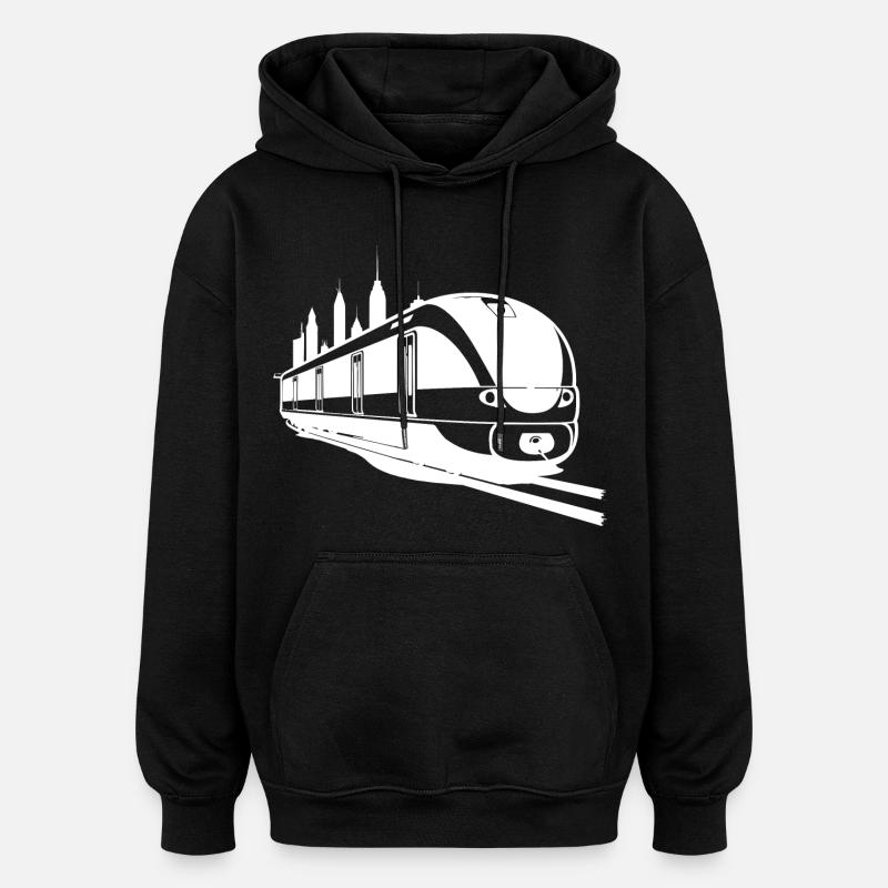 Chemin de fer - Sweat à capuche oversize unisexe - noir
