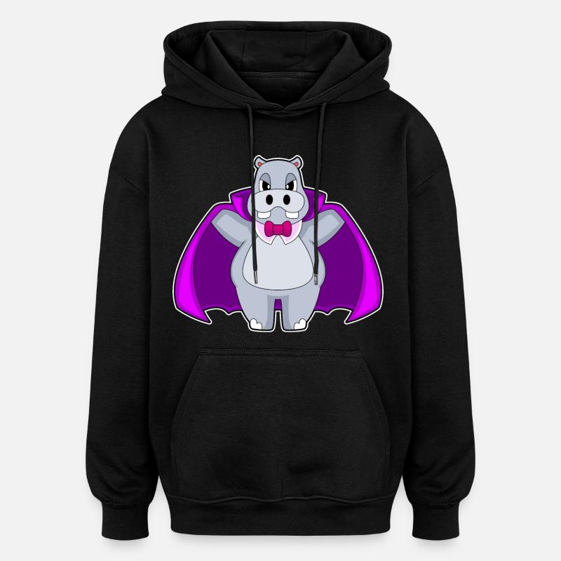 Hippopotame Halloween Vampire - Sweat à capuche oversize unisexe - noir