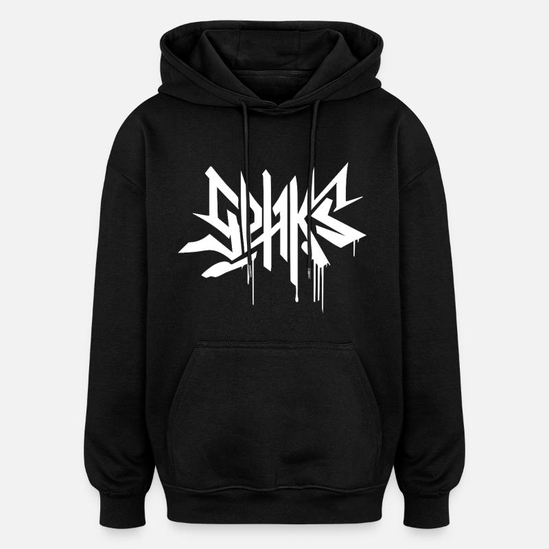 SEHKS BLANC - Sweat à capuche oversize unisexe - noir