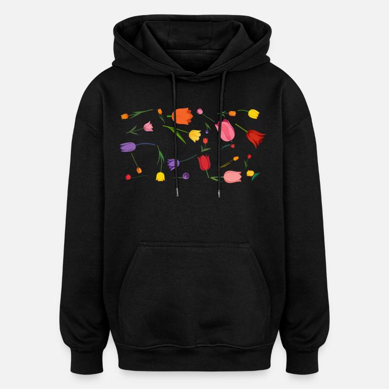 Blumen - Oversized Unisex Hoodie - Schwarz