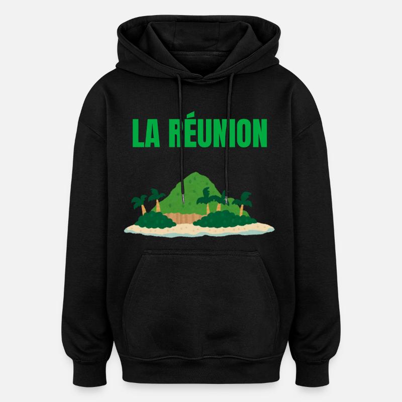 T-shirt île La Réunion tropicale - Sweat à capuche oversize unisexe - noir