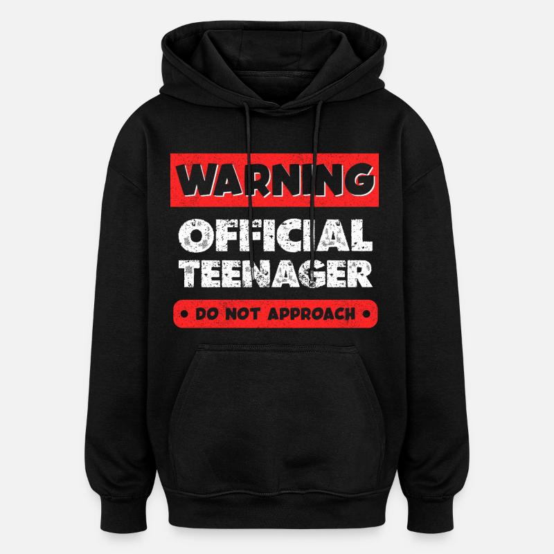 Avertissement Adolescent officiel - Sweat à capuche oversize unisexe - noir