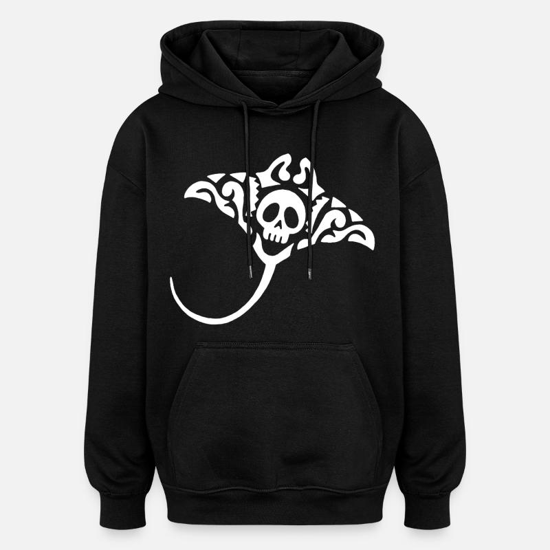 Mantarochen und Schädel (weiß) - Oversized Unisex Hoodie - Schwarz