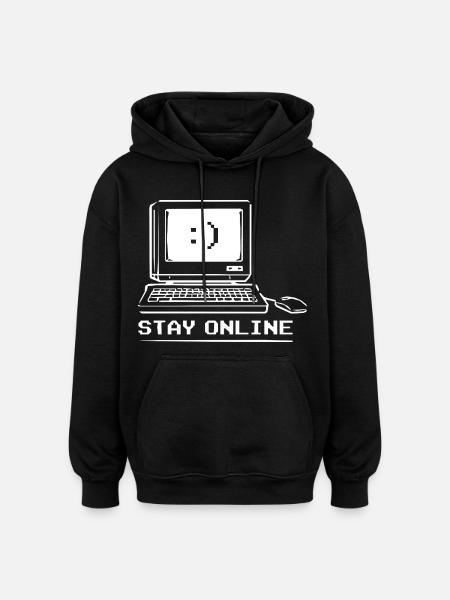 Stay Online Retro Computer - Oversized Unisex Hoodie - Schwarz