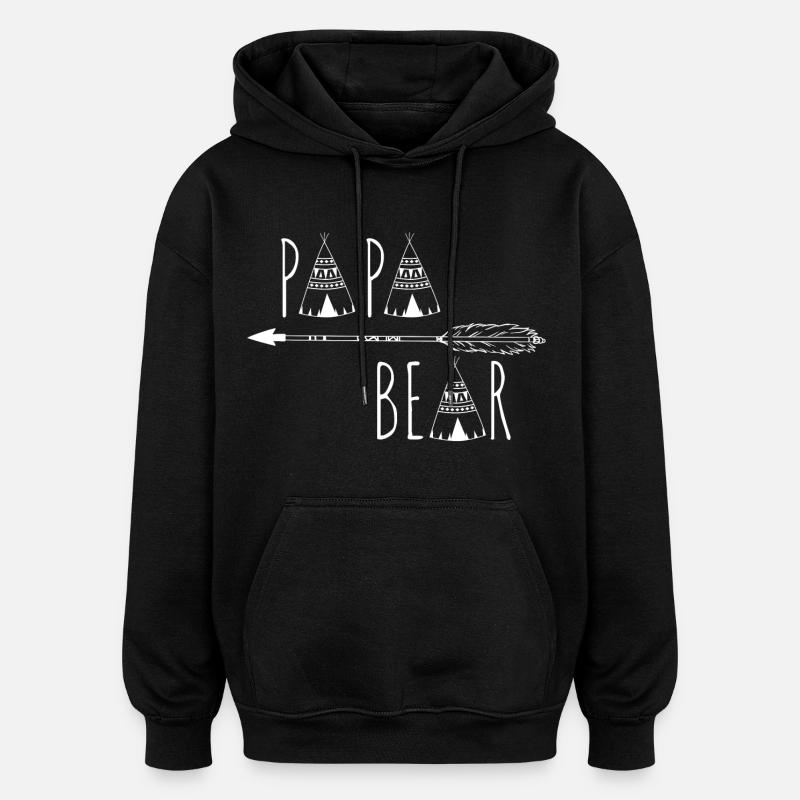 Papa Ours - Sweat à capuche oversize unisexe - noir