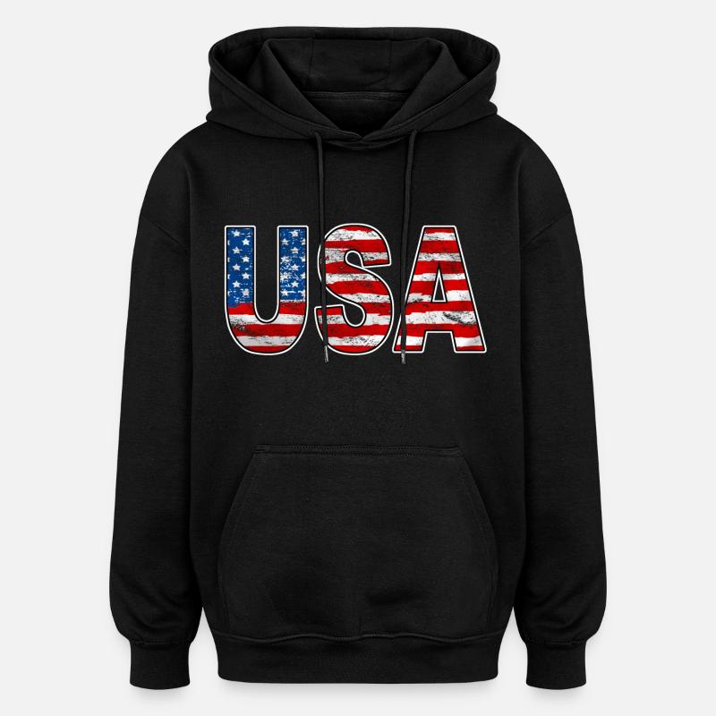 USA - Sweat à capuche oversize unisexe - noir