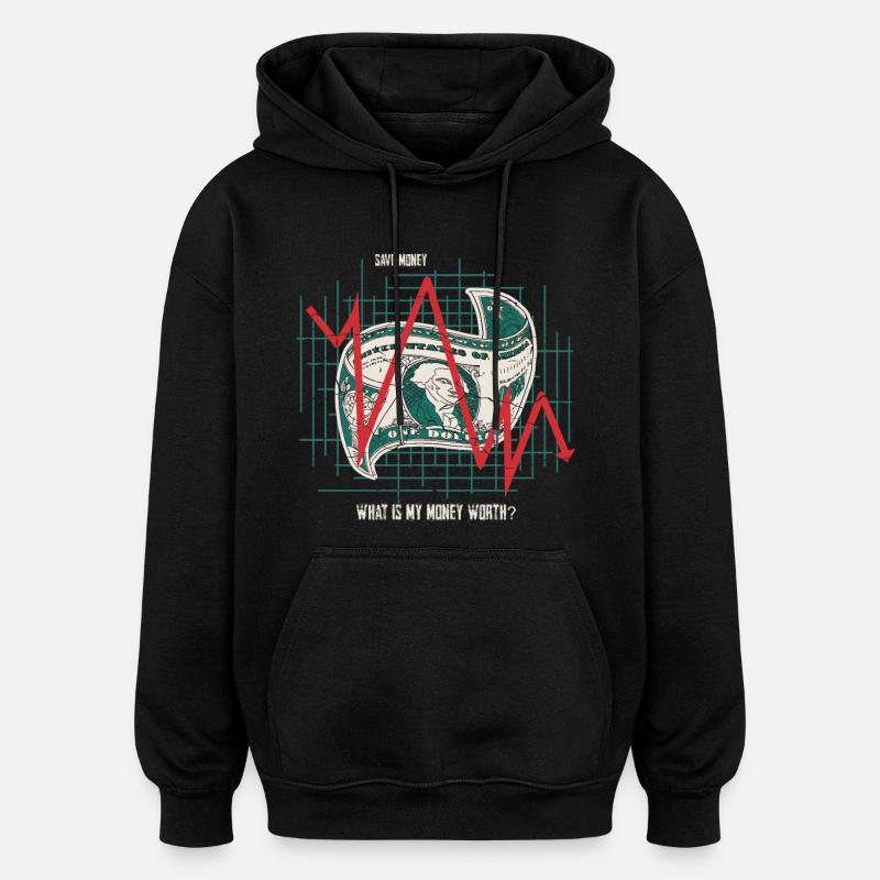 Que vaut mon argent d’autre! - Sweat à capuche oversize unisexe - noir
