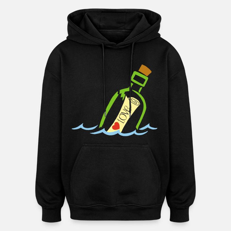 Eine Flasche im Meer - Oversized Unisex Hoodie - Schwarz