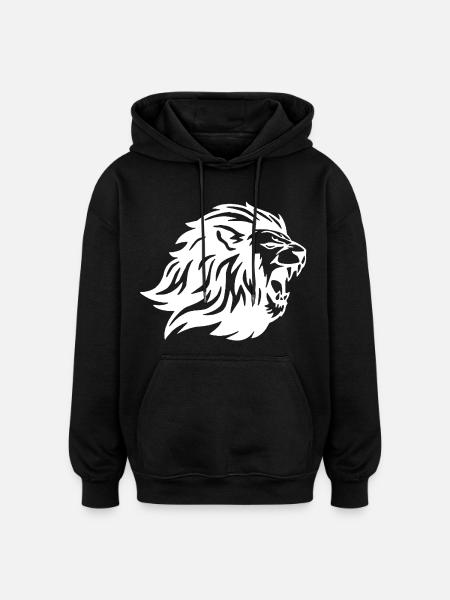 Le roi des animaux (blanc) - Sweat à capuche oversize unisexe - noir