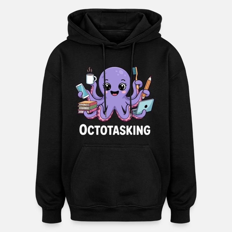 Octotasking Krake im Multitasking Modus - Oversized Unisex Hoodie - Schwarz