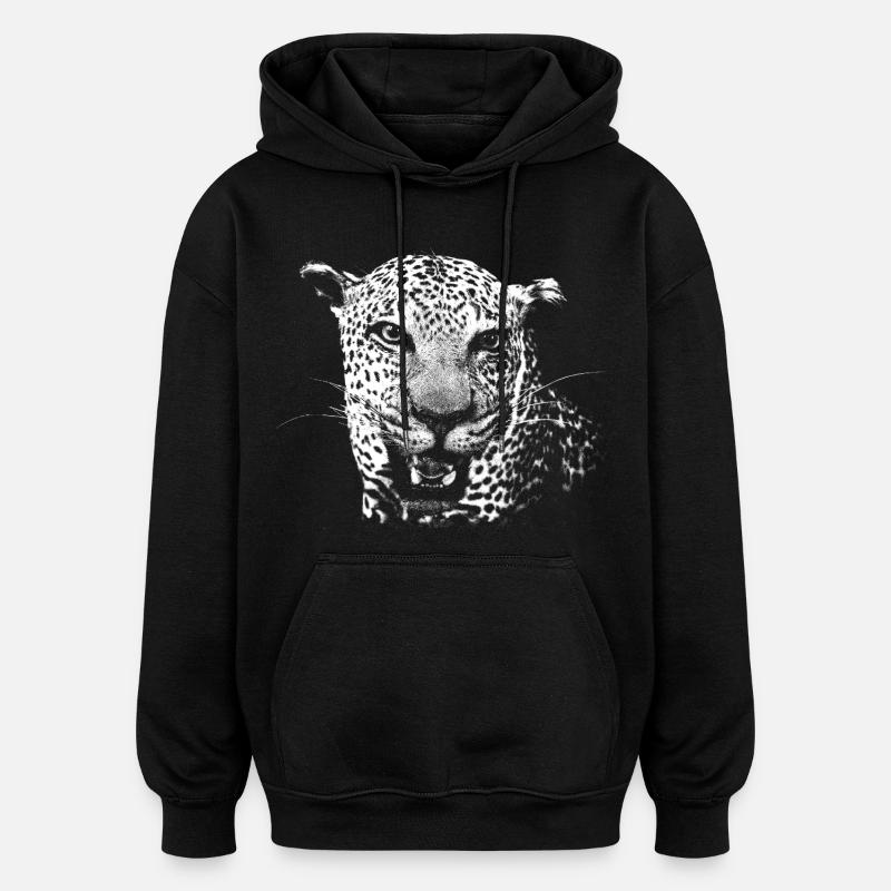 Leopard - Oversized Unisex Hoodie - black