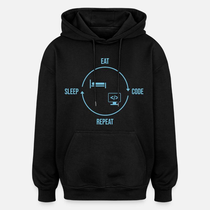 Eat Sleep Code Repeat - Programmer Cycle - Oversized Unisex Hoodie - black