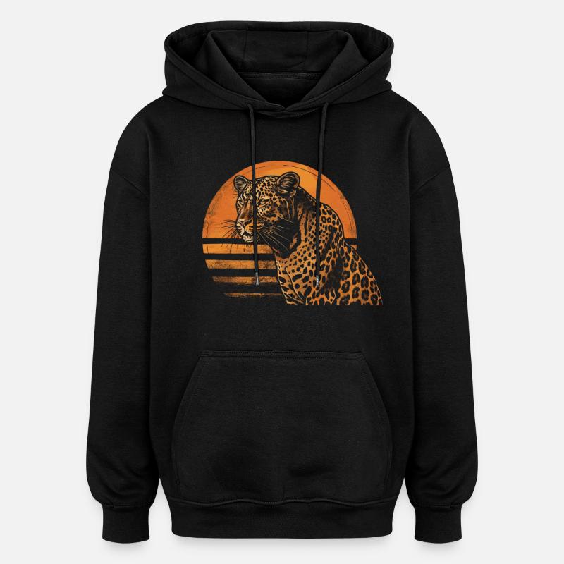 Leopard Retro - Oversized Unisex Hoodie - black
