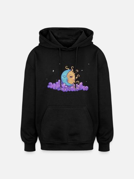 Sol y Luna - Sweat à capuche oversize unisexe - noir
