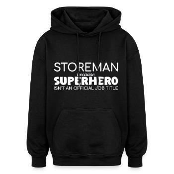 Storeman Superhero - Oversized Unisex Hoodie - black - Front - Noah (186cm)