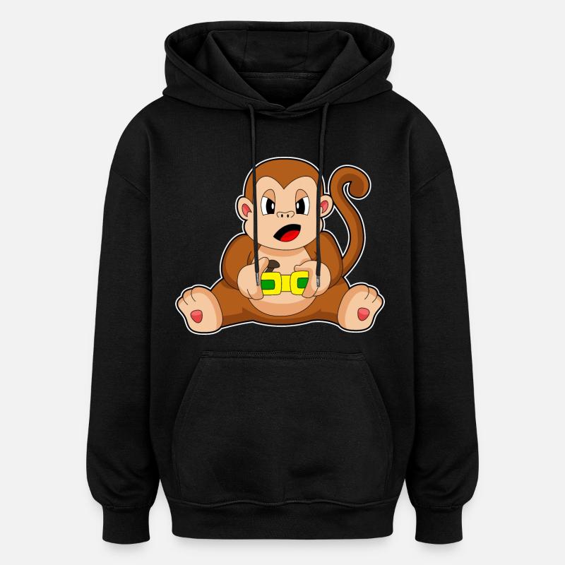 Contrôleur Monkey Gamer - Sweat à capuche oversize unisexe - noir