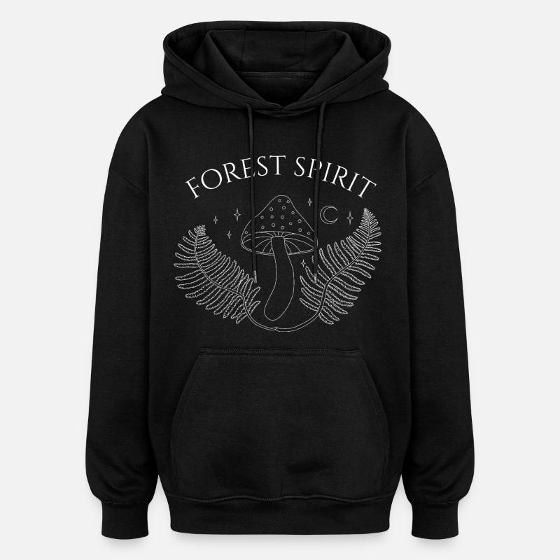 Forest Spirit Mushroom Art - Sweat à capuche oversize unisexe - noir