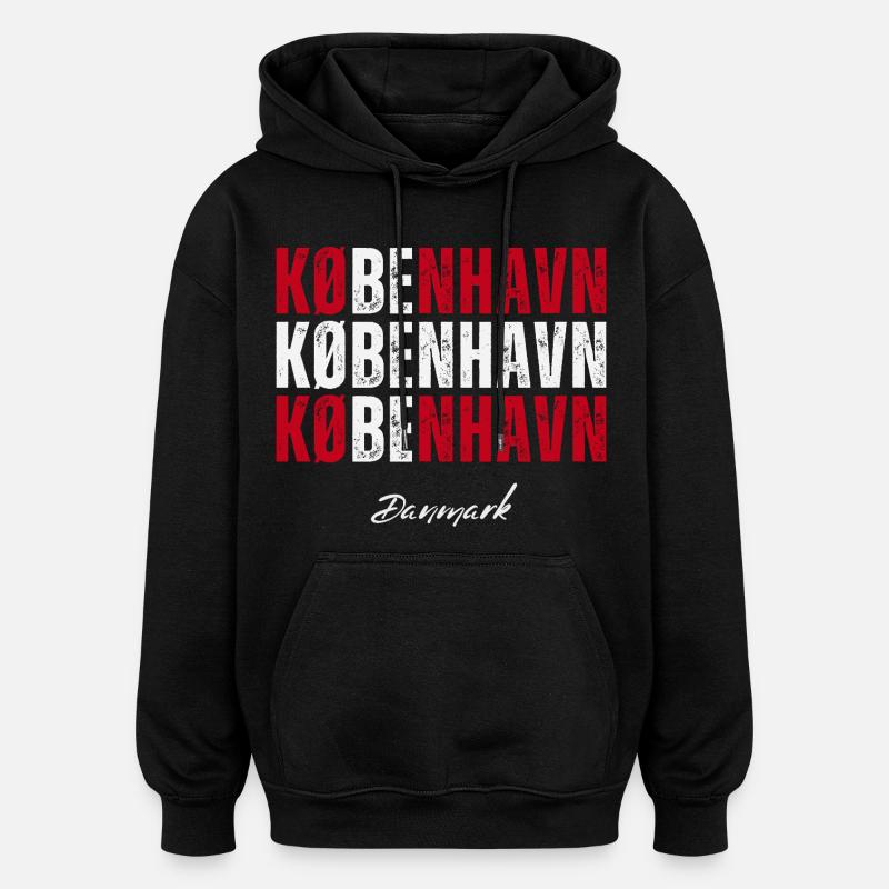 J’adore Copenhague, Copenhague Danemark - Sweat à capuche oversize unisexe - noir
