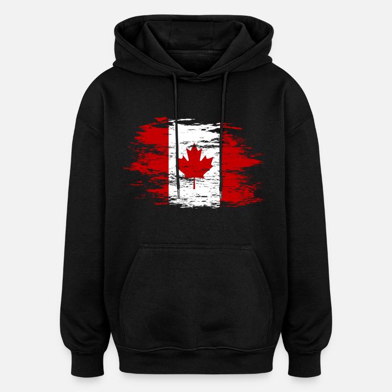 Drapeau du Canada utilisé - Sweat à capuche oversize unisexe - noir